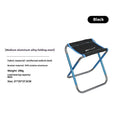 Black ethnic style aluminium alloy folding camping stool in open position