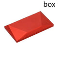 Red heart-shaped plastic ring box on a white background, showing its rotating mechanism.
