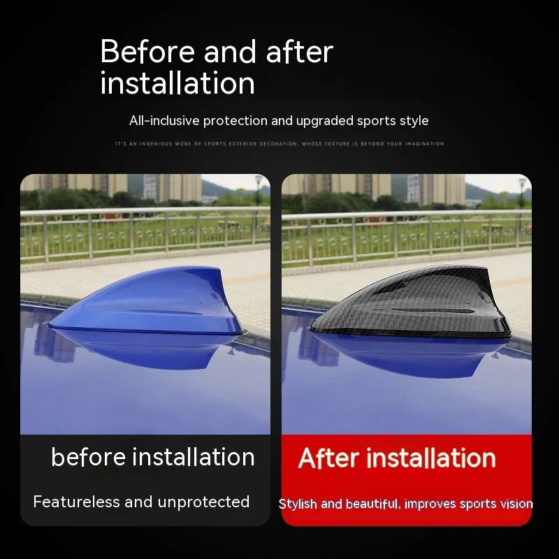 BMW shark fin antenna cover in carbon pattern or piano black finishes