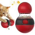 Rotating plastic cat toy with sound function and food dropping ball, dimensions 155mm x 87.5mm