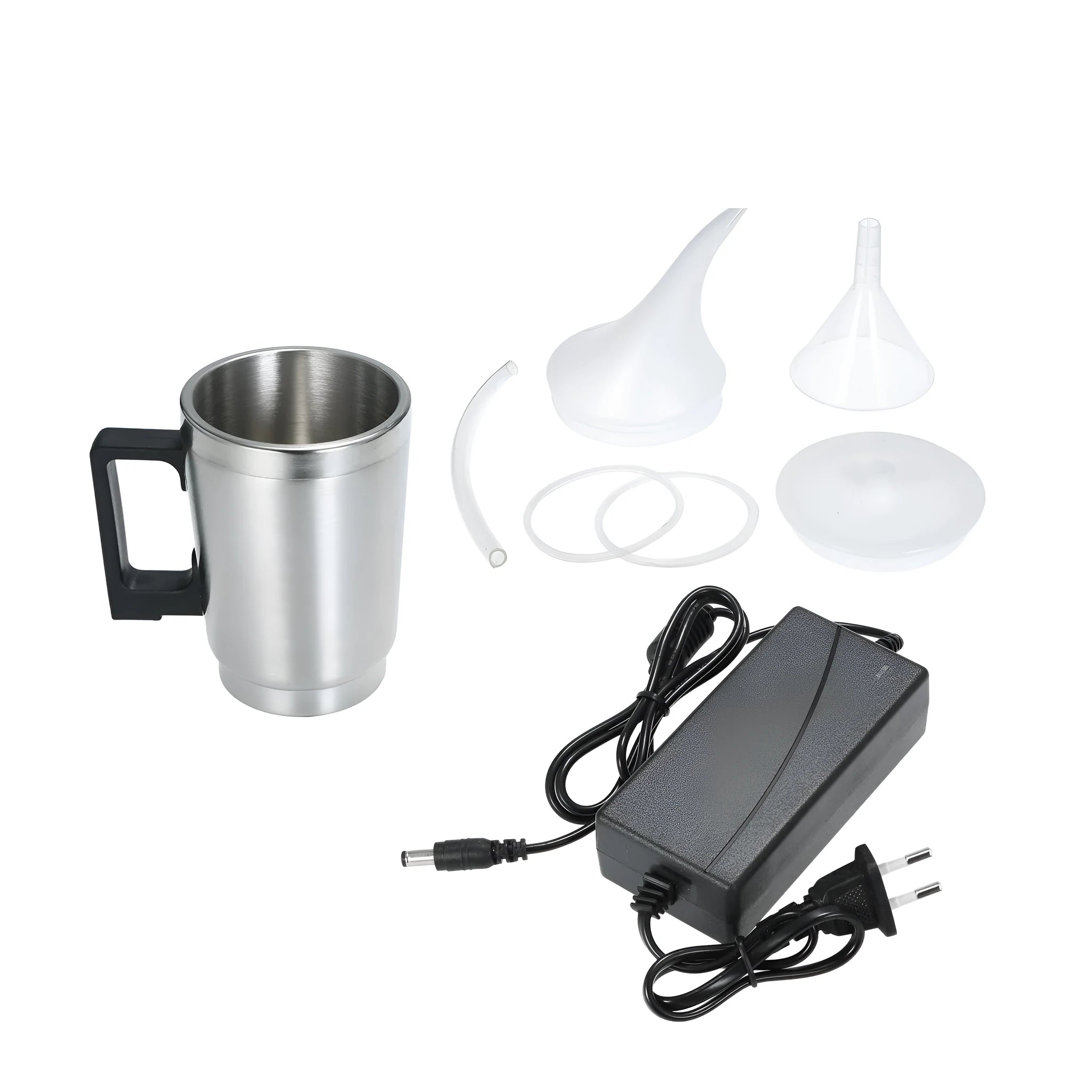 Automobile headlamp renovation kit with stainless steel cups, elbow covers, and European/GB-US power adapters