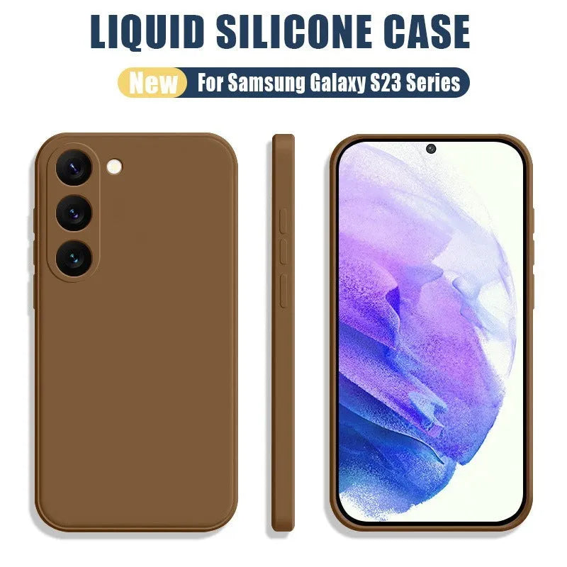 Solid colour drop-resistant liquid silicone phone case for Samsung S24Ultra in black