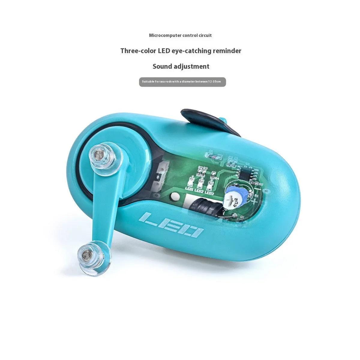 Telescopic fishing rod alarm with automatic night fishing signal lamp in blue wheel style configuration