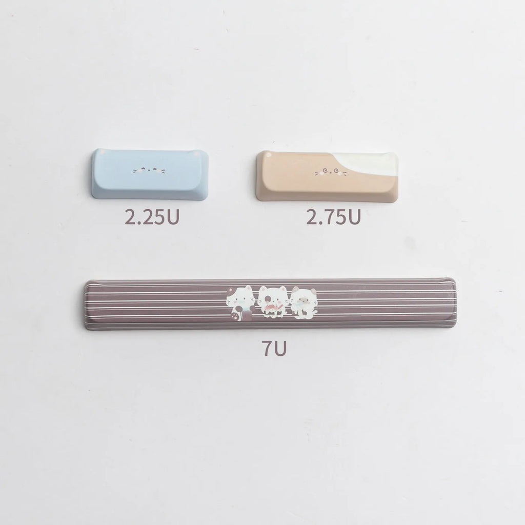 High Sea Salt Cat colour theme PBT plastic keycap set for mechanical keyboards, showing standard keys and a separate 7u spacebar.