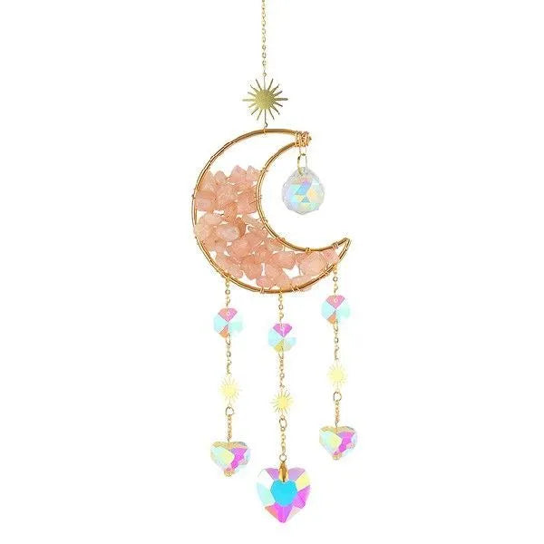 K9 crystal moon pendant car accessory on a 420mm chain in sky blue colour.