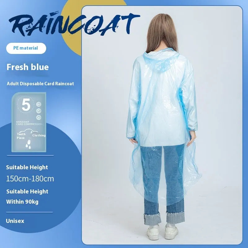 Disposable full body raincoat unfolded showing long coverage in purple colour option