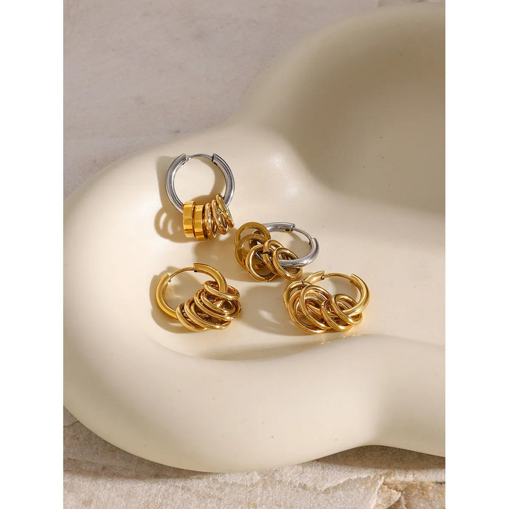 Stainless steel earrings with electroplated silver tone and black tone colour options