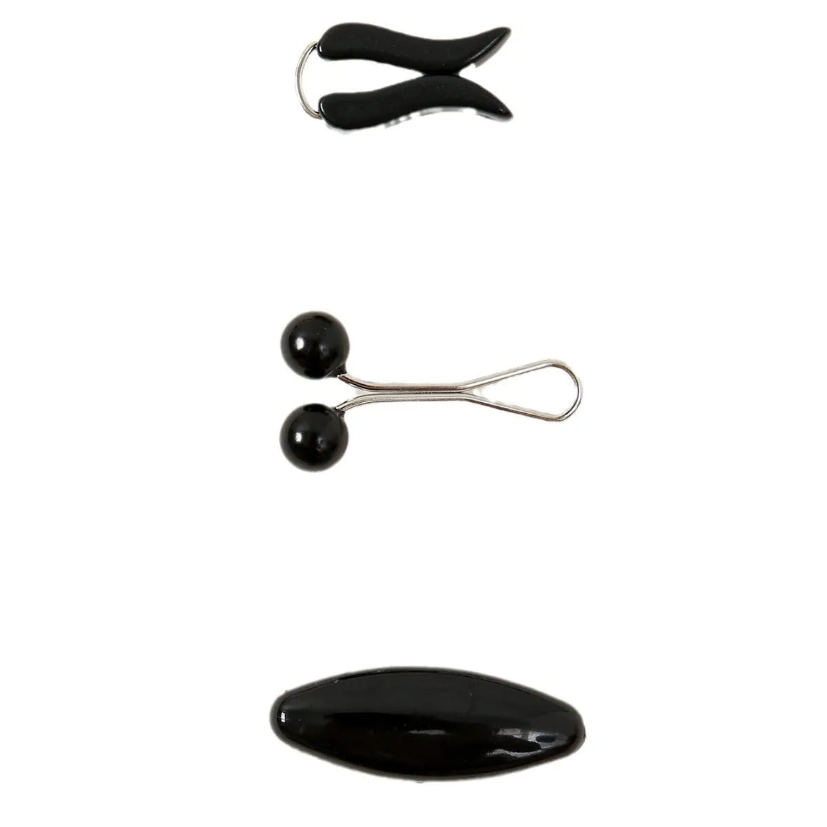 Plastic safety pin set with pearl scarf clip in oval meander pattern, 3.5×1.7cm, resin drip finish, available in 5 colours