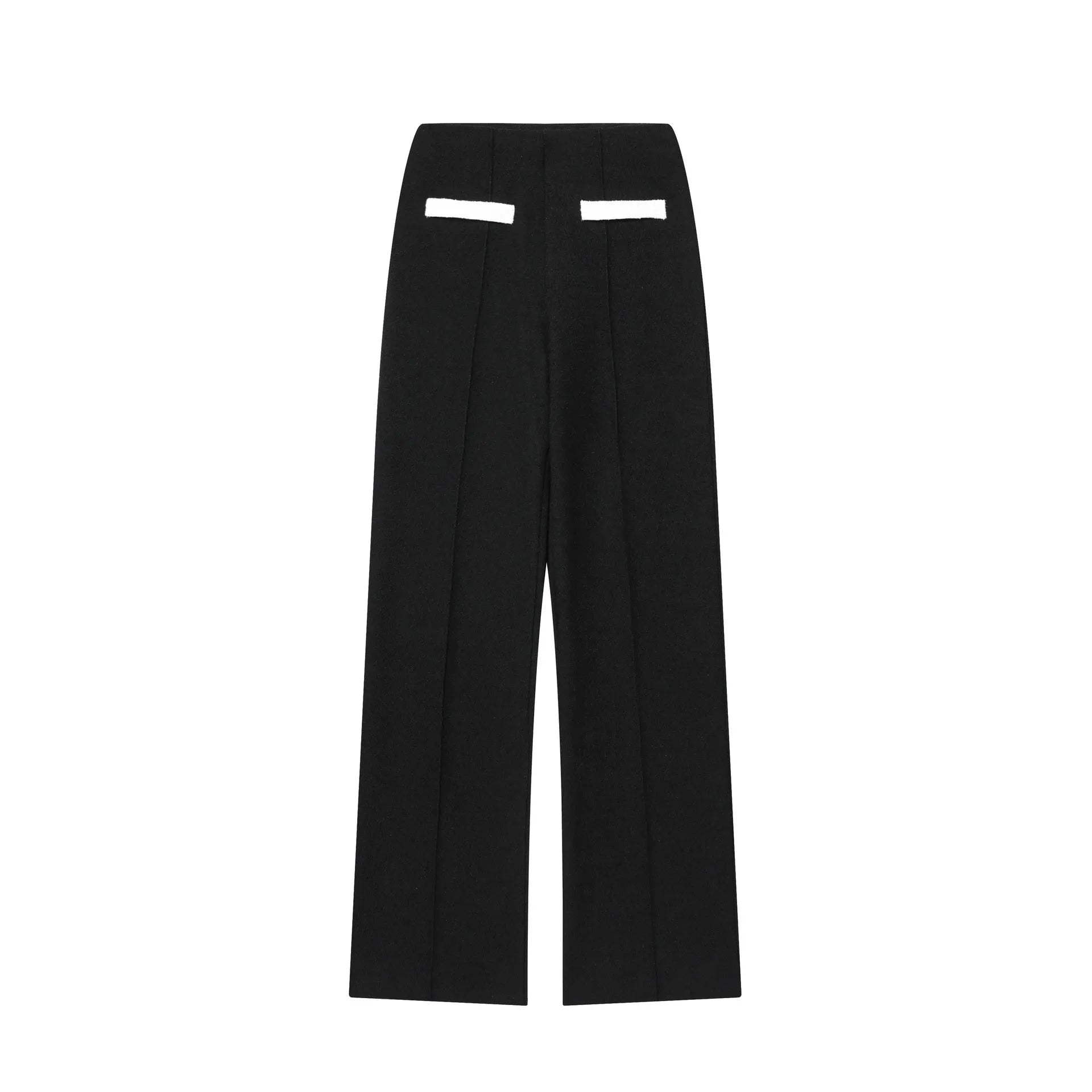 Women's contrast colour beaded leather top and high-waisted trouser two-piece suit