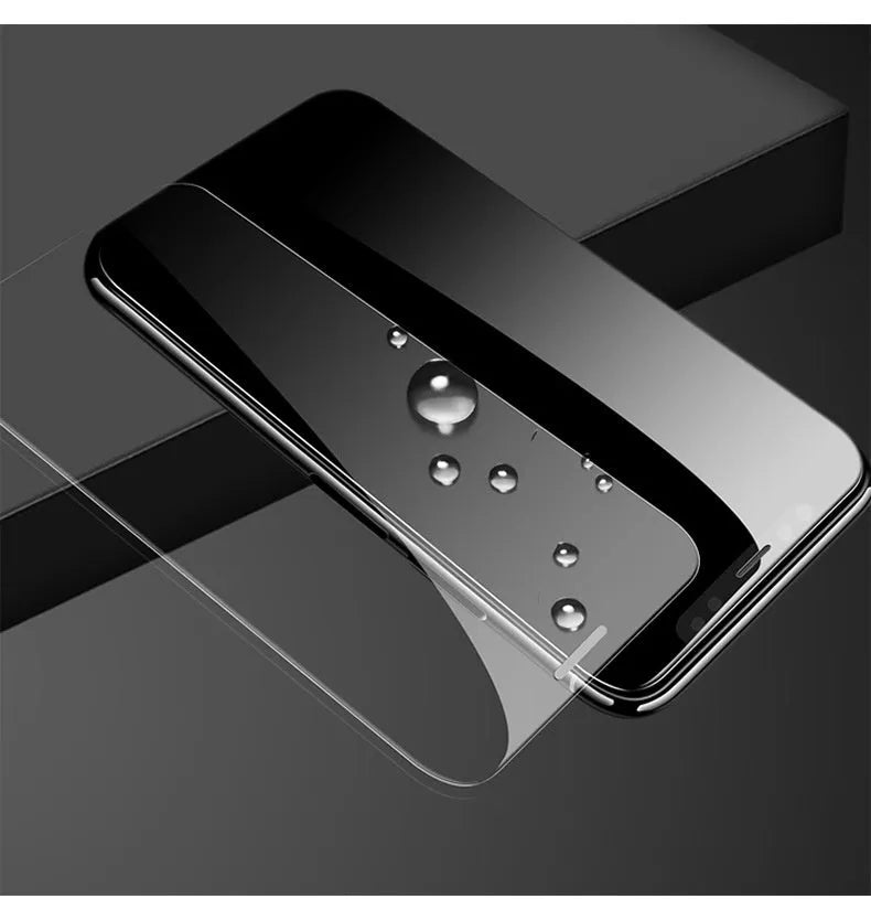 HD tempered glass screen protector for Samsung mobile phones on a display