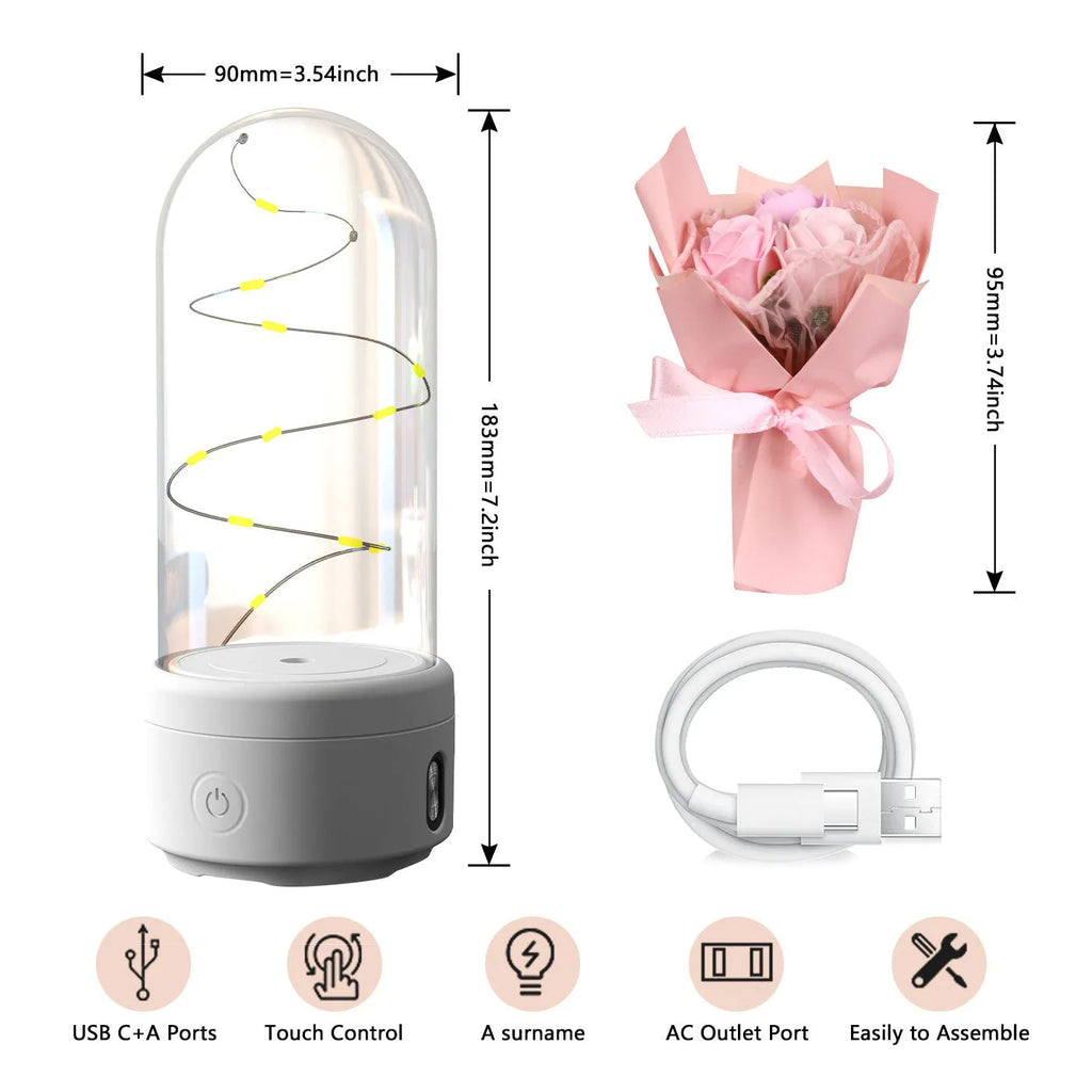 LED bouquet lamp with Bluetooth speaker in glass cover showing colour options