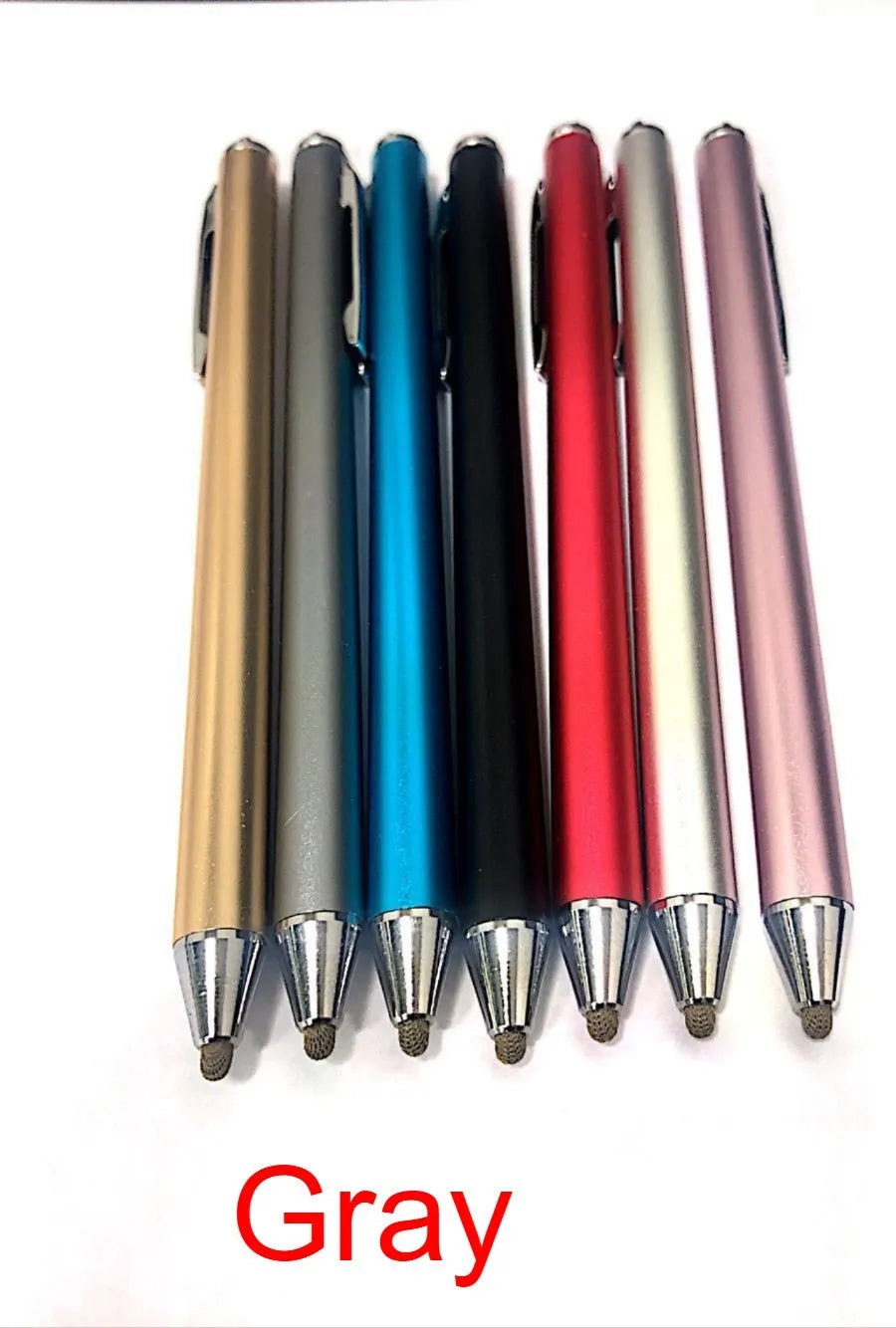 A metal-bodied stylus with a fine point, shown in multiple colour options.