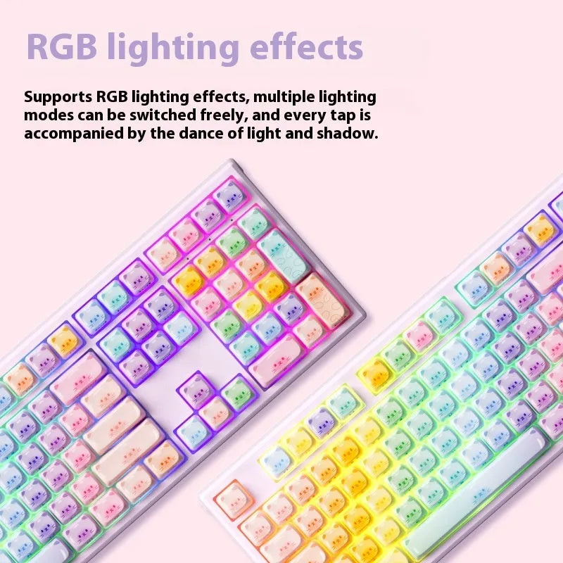 MG108B colour candy cat mechanical keyboard with piano-style keys and Bluetooth connectivity