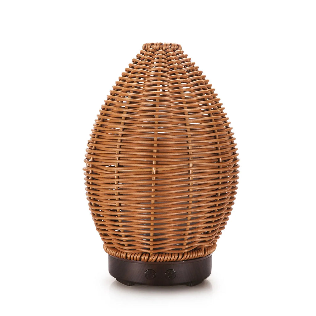 Light wood grain rattan aroma diffuser with 100ml capacity and multiple international plug options
