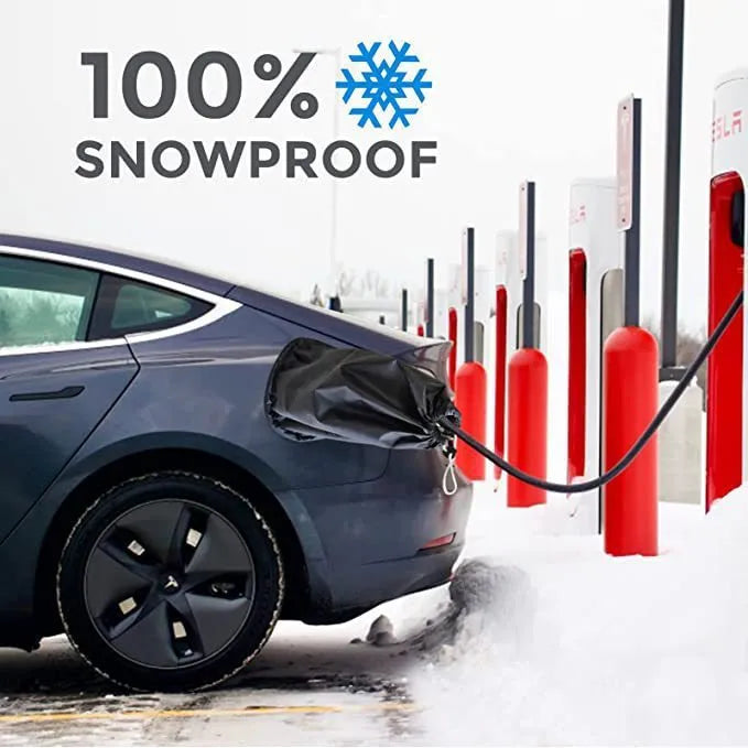 Waterproof cover for new energy vehicle charging with drawstring closure in grey colour