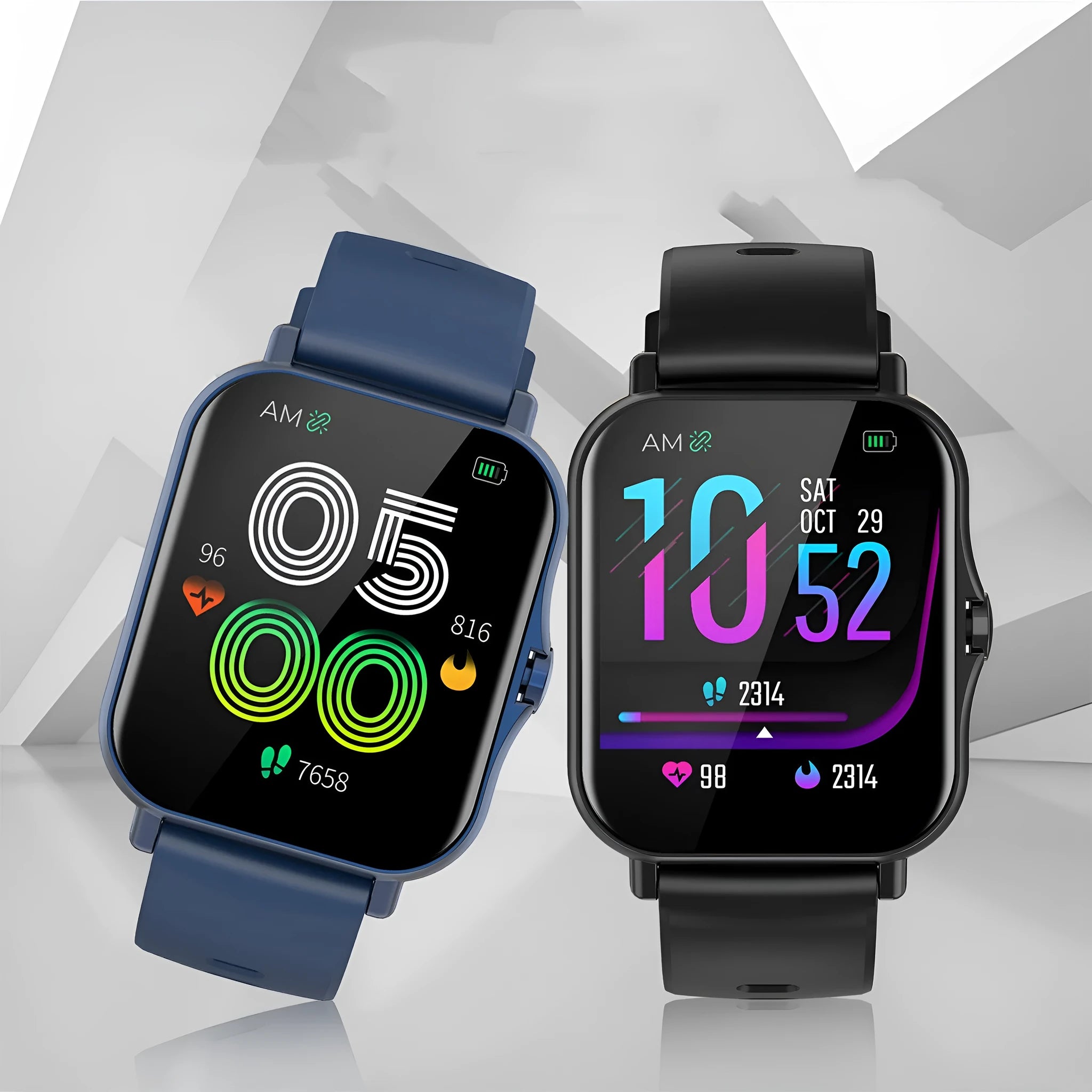W10 smartwatch in silver on a wrist, showing its curved touch screen and wristband.