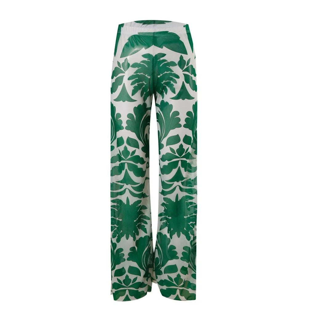Green one-piece swimsuit with multiple wearing methods, polyester fabric, sleeveless design