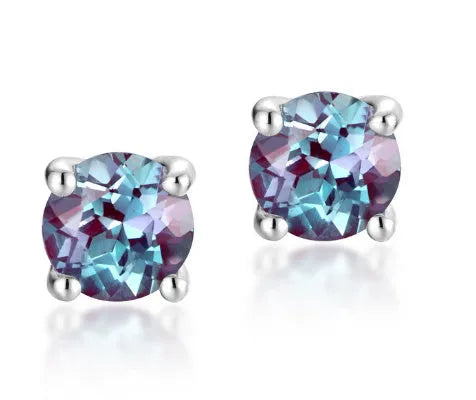Cultivate Alexandrite 925 silver geometric round ear studs for women
