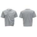 Men's loose fit grey cotton t-shirt with a textured pleated design and round neck.
