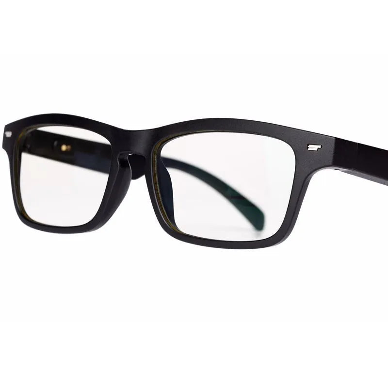 Smart Bluetooth glasses with open-ear speakers built into the temples, shown with a polarised lens option.