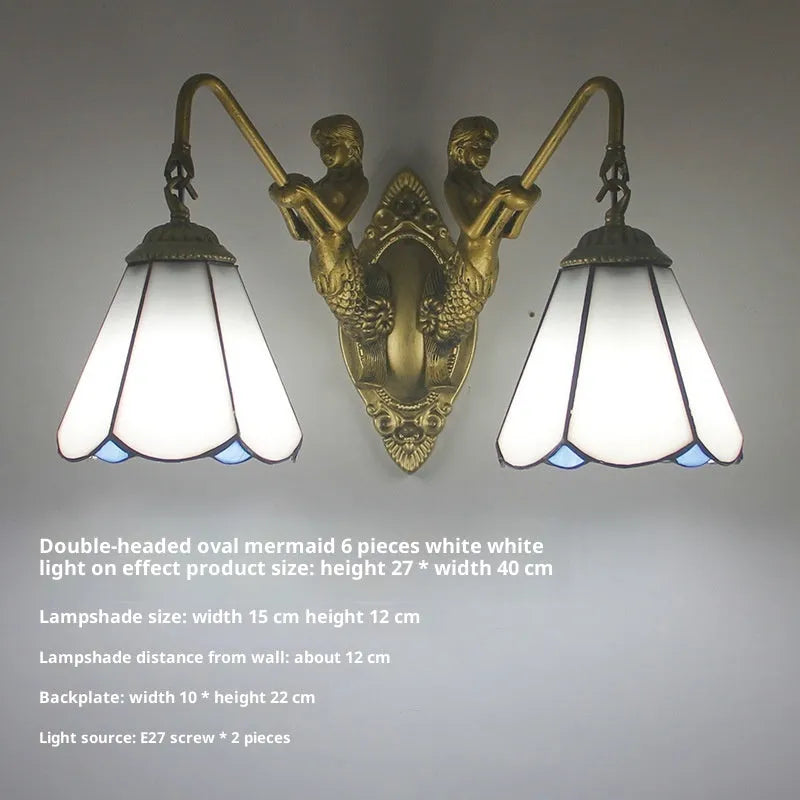 American mirror headlight bathroom lamp oval mermaid design white or leaves style wall mounted LED compatible
