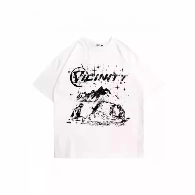 Men's retro hip hop graphic print T-shirt in polyester fabric available in multiple sizes