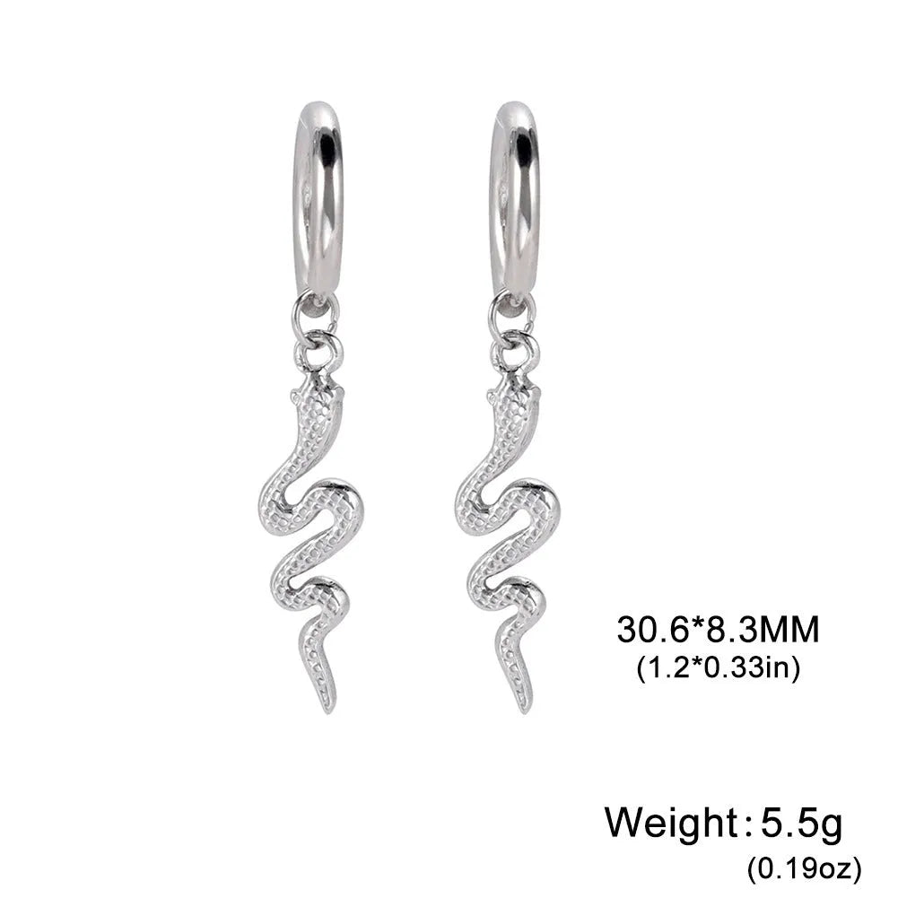 Snake-shaped vintage clip-on earrings with 18K gold plating on stainless steel