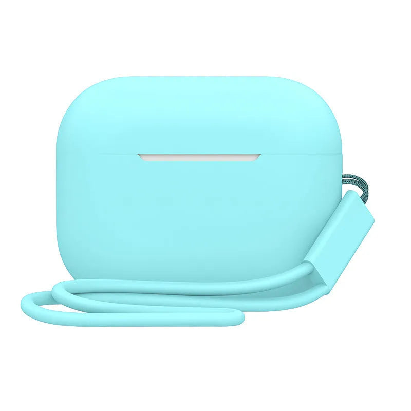 AirPods Pro 2 silicone protective case with lanyard attachment in various solid colours