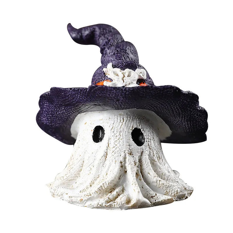 Resin wizard hat ornament in black and purple colours for seasonal decorations