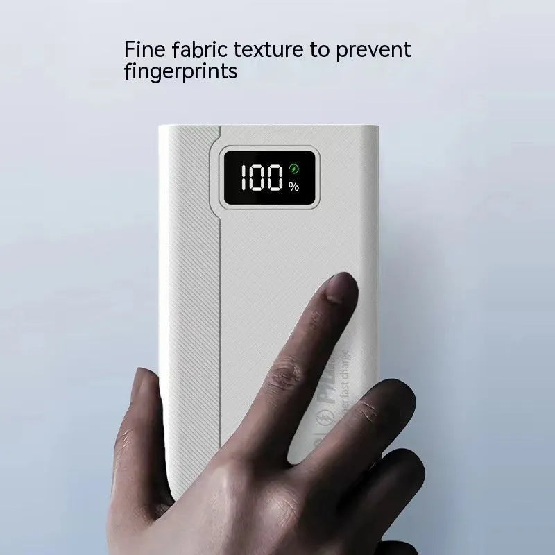 Large capacity power bank in black or white plastic casing with dimensions 150x76mm and multiple thickness options