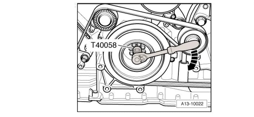 Aodi T40058 crankshaft rotating sleeve timing tool with directional arrow markings for engine timing alignment