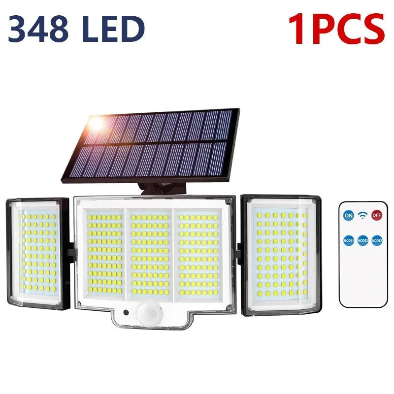 Solar-powered outdoor garden lamp with motion sensor in ABS housing for pathway lighting