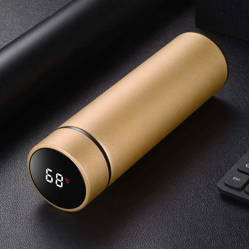 450ml stainless steel vacuum insulated water bottle in black, red, gold, or blue colour.