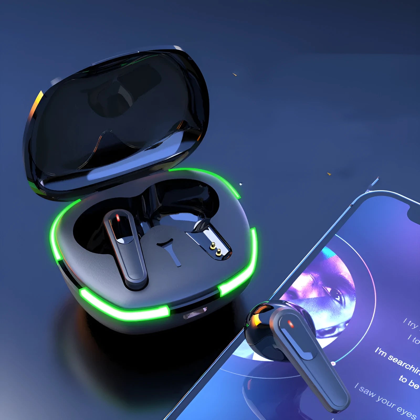 Black Pro60 wireless Bluetooth headphones with charging cabin for outdoor activities