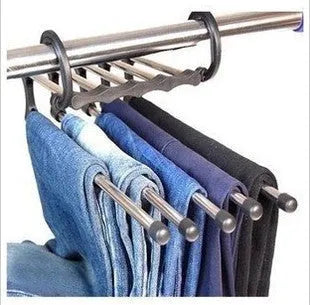 Black stainless steel 5-in-1 multi-functional clothes hanger with five detachable booms