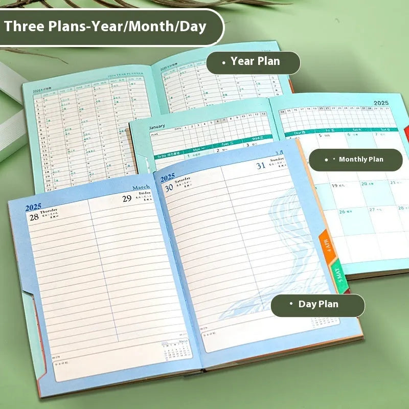A5 striped PU leather notepad open to show 80g wood-free paper with 408 pages