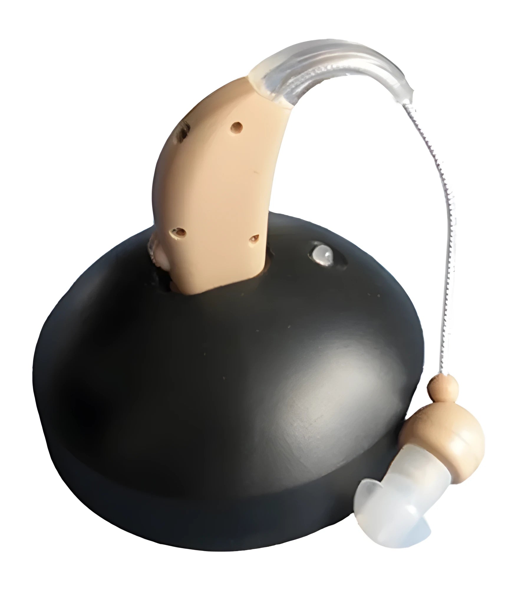 U-Kiss rechargeable behind-the-ear digital hearing aid amplifier with mini design and EU/US plug options.