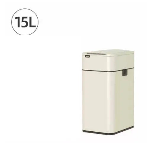 Stainless steel square inductive smart trash can with automatic lid and deodorising function.