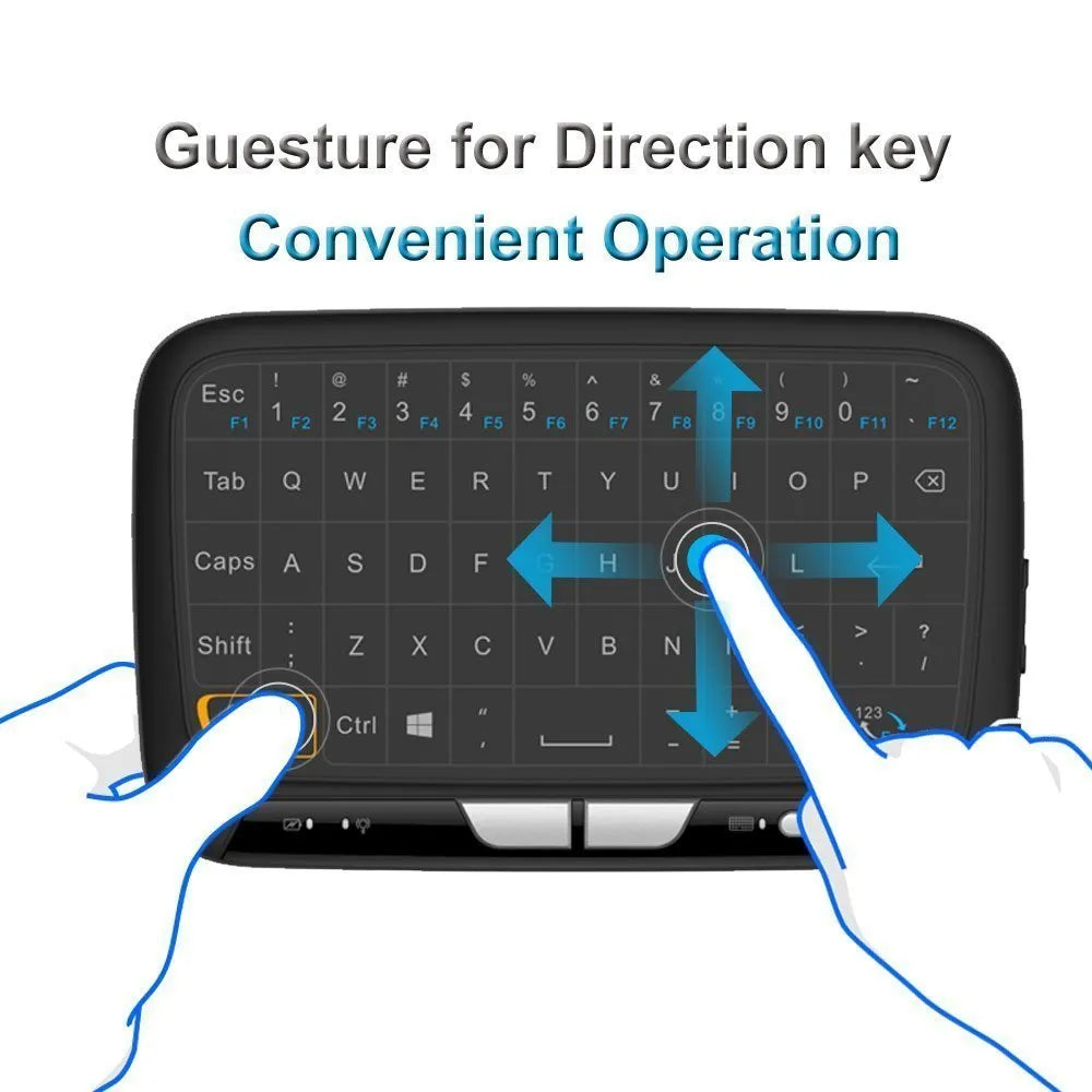 Mini H18 black wireless keyboard with touchpad and USB dongle for Android TV box and notebook
