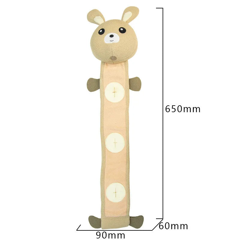 Plush fleece rabbit dog training toy with food hiding compartments measuring 650mm