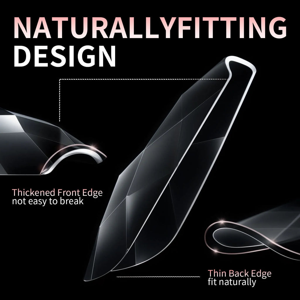 Long shaping false nail tips with 3D diamond pattern in multiple colour options.