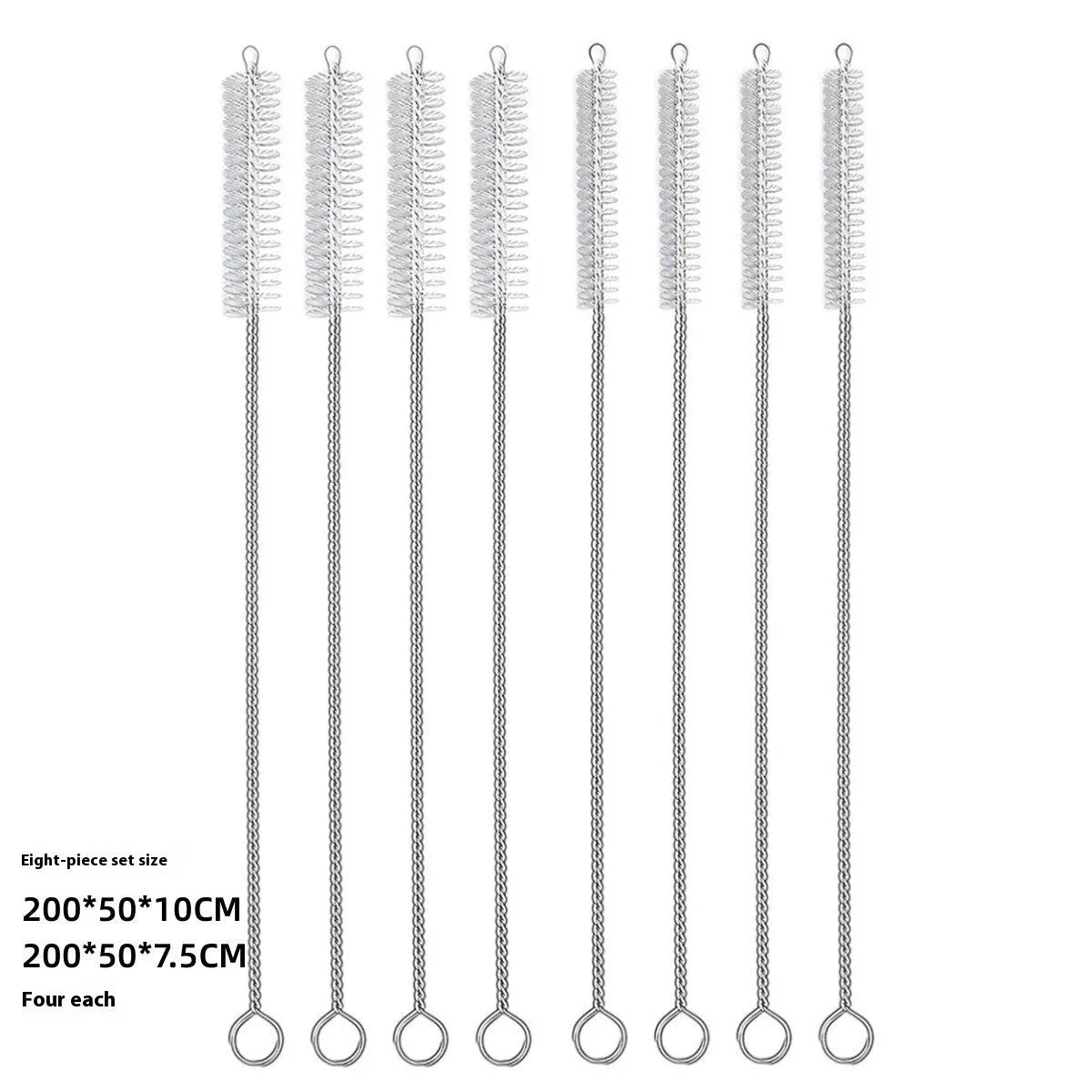Nylon cleaning brush set with stainless steel handles for straw and bottle cleaning