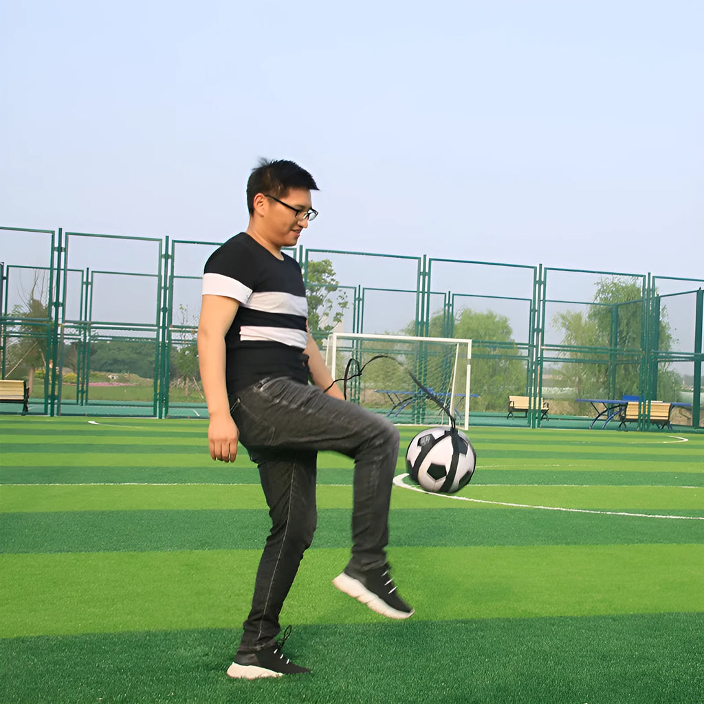 Black football juggling belt made from diving suit fabric for training