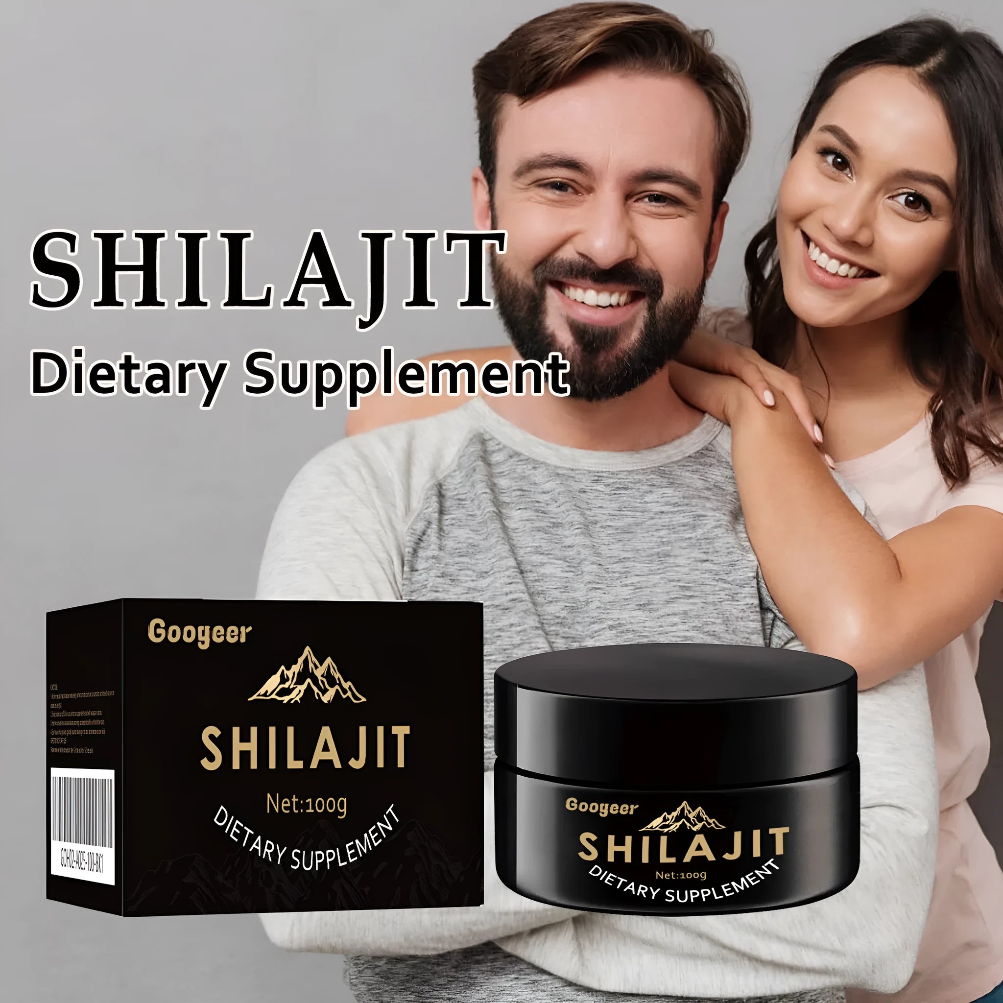 Googeer Shilajit dietary supplement 100g body care solution in packaging