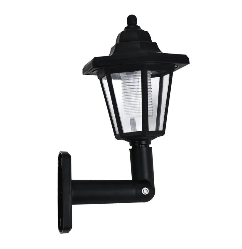 Black hexagonal solar wall lamp with automatic sensor for outdoor garden lighting