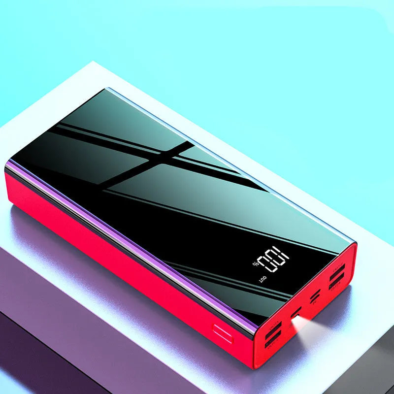 40000mAh power bank with LCD display in red or black plastic casing