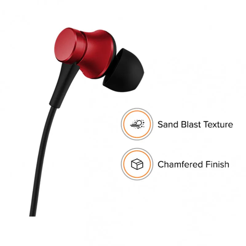 Piston wired in-ear headphones with 3.5mm plug in black, blue, and red colour options
