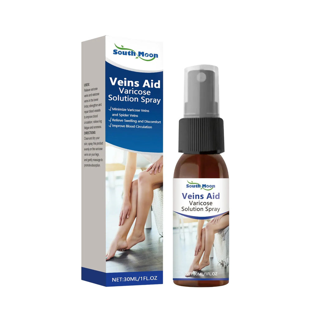 30 ml bottle of leg care spray with menthol, ginger and horse chestnut for daily massage.