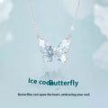 Bingyu Butterfly S925 sterling silver necklace with ice rain pendant on an adjustable O-ring chain.