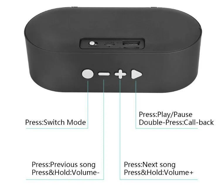 Grey Bluetooth wireless speaker with TF card slot and USB port for MP3 playback